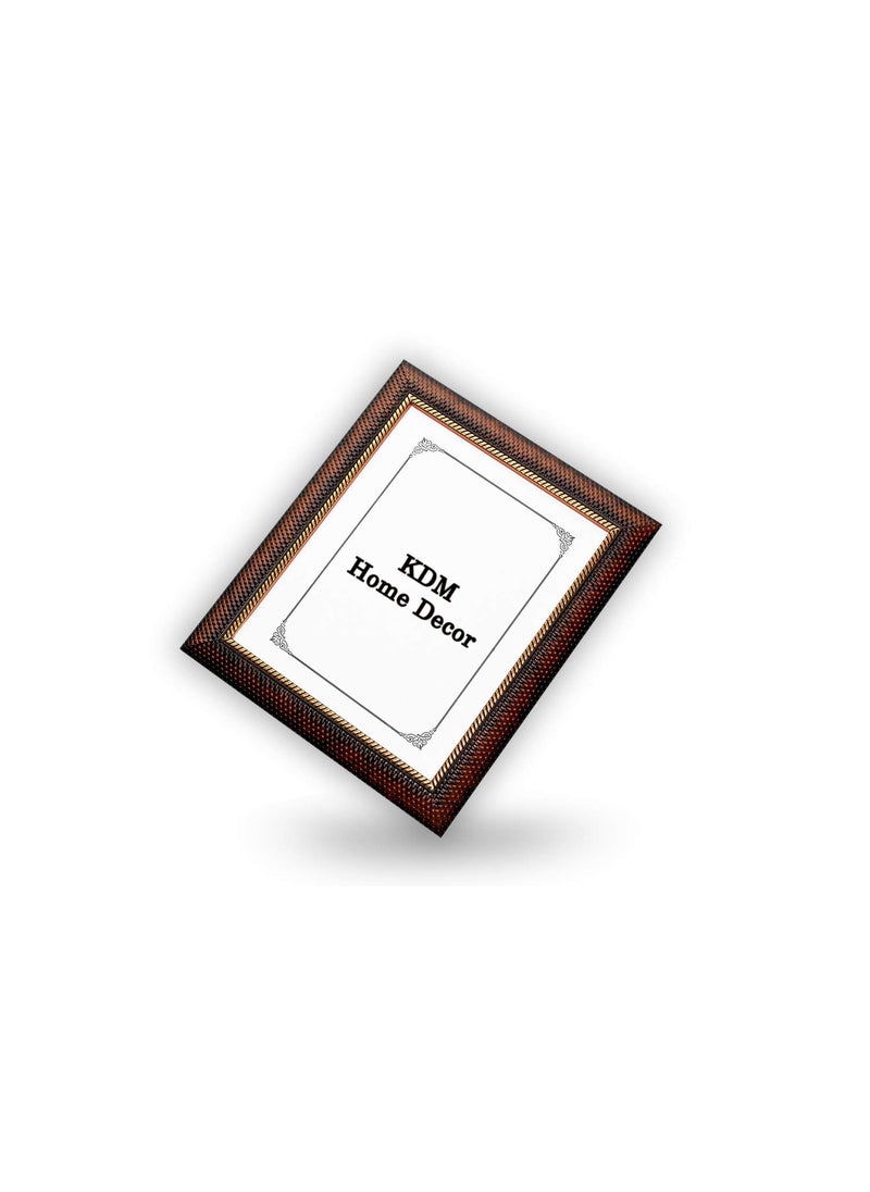 KDM HOME DECOR Photo frame 8x12A4 Inches Flexible Glass Synthetic Wood HangingTable Top High Density Photo Frame for Wall Decoration Chatai Dark Brown Color