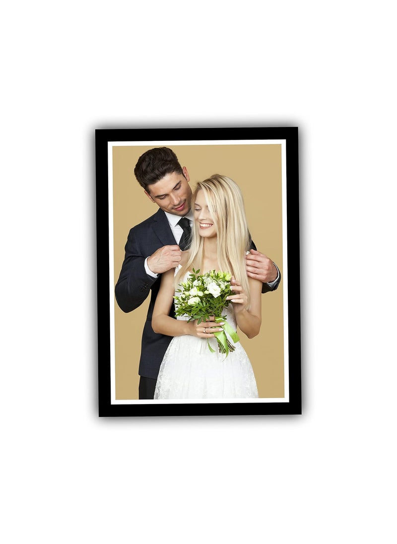 PERSONALIZED WORLD Personalized Photo Frame with Customized Image for Couple Birthday Bedroom Wall Marriage Wedding 13 by 95 inches Black Acrylic Glass Double Wall Hooks