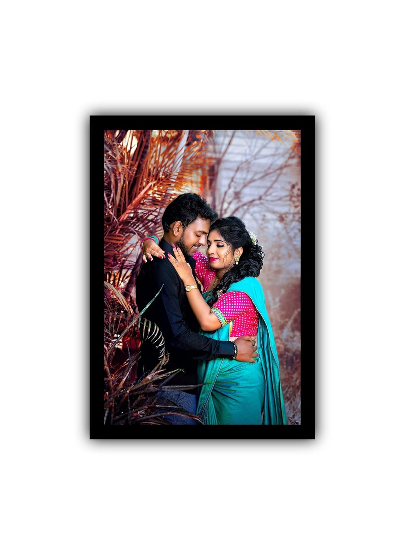PERSONALIZED WORLD Personalized Photo Frame with Customized Image for Couple Birthday Bedroom Wall Marriage Wedding 13 by 95 inches Black Acrylic Glass Double Wall Hooks