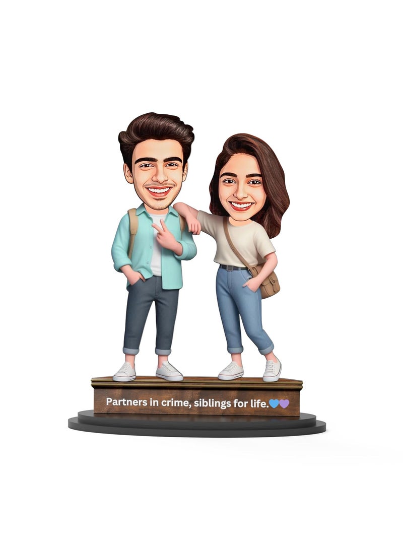 AVATAAR STUDIO Personalized Gift for Friends Brother BFF Boyfriend Father Character Caricature Photo Frame Unique Design Customized Gift for Friends Family BROSIS 2a 7 INCHES
