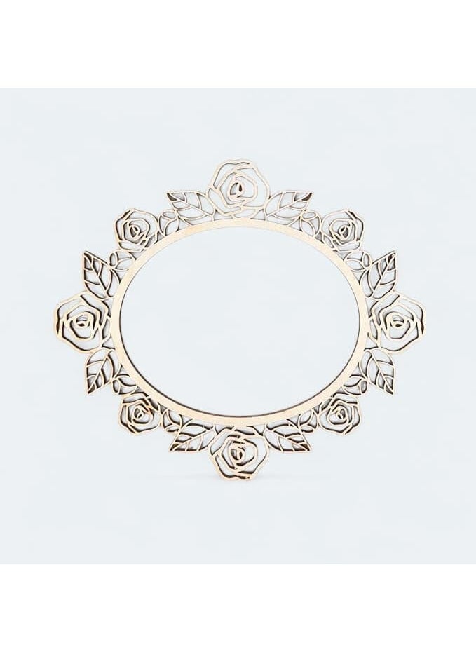 Curious Button Set of 18 Mirror Frame Ornament Frame Craft for DIY Hanging Decor Photo Display Floral Wood Frame Vintage Roses Wood Cut Out Laser Cut Oval Frame Cutout