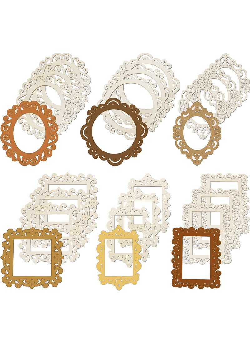 Whittlewud 18 Pcs Wood Frames for Crafts Unfinished Wood Frames DIY Picture Frame Unfinished Picture Frames Ornament Frame Craft with Ropes for DIY Christmas Tree 59 x 47 Inch