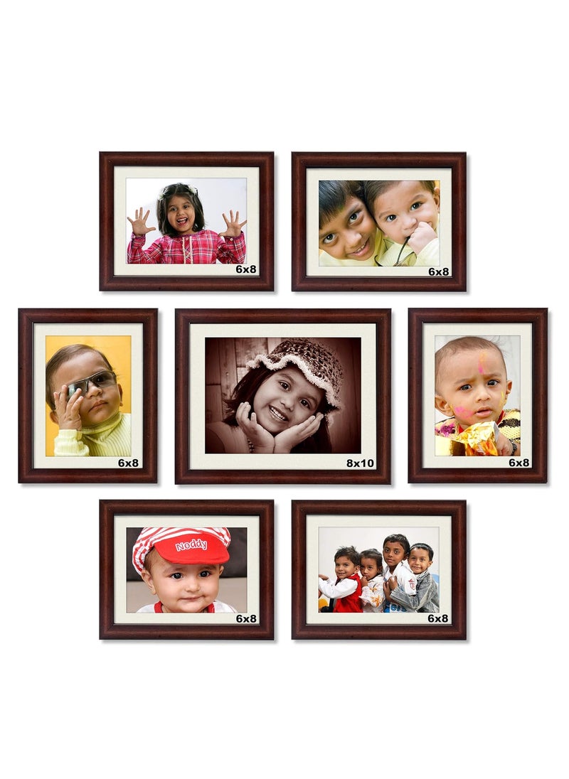 AJANTA ROYAL Classic set of 7 Individual Photo Frames 66x8 18x10 InchBlack A32 Brown