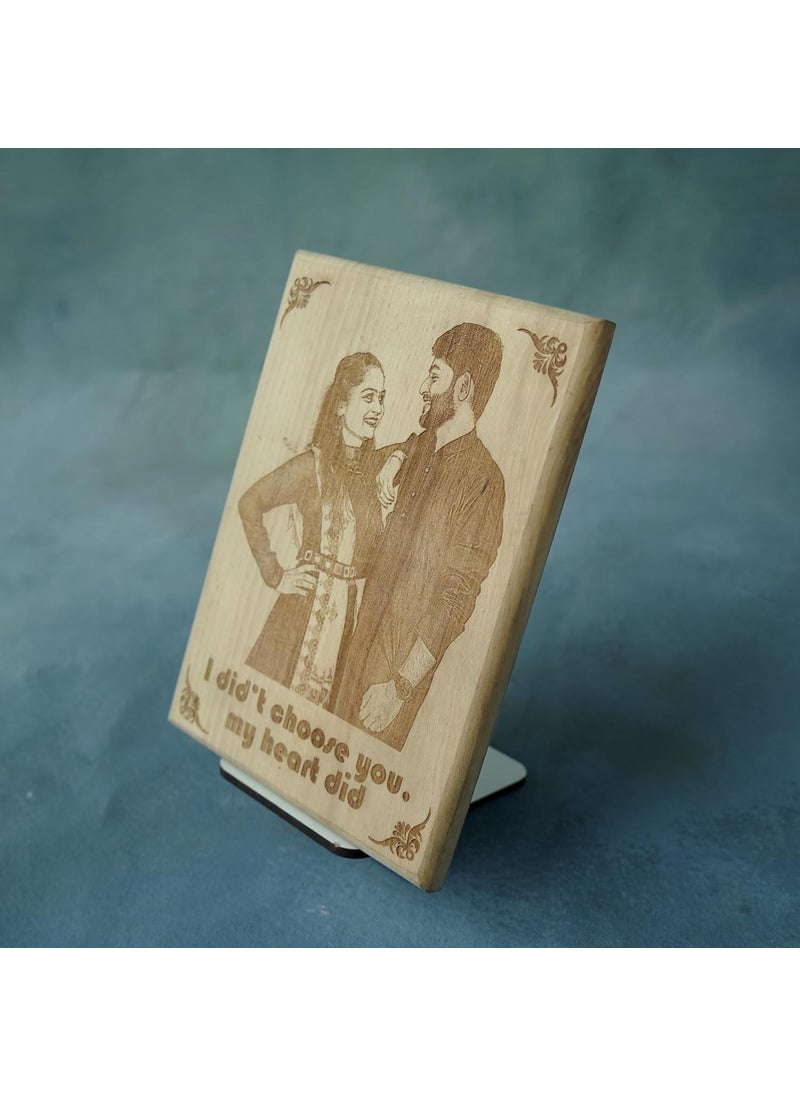 ABAJ Personalized Photo Engraved Wooden Frame Custom Size 8x6 Inch Rectangle Tabletop Frame with Carved Messages for Weddings Anniversaries Ring Ceremonies and Special Gifts for Loved Ones