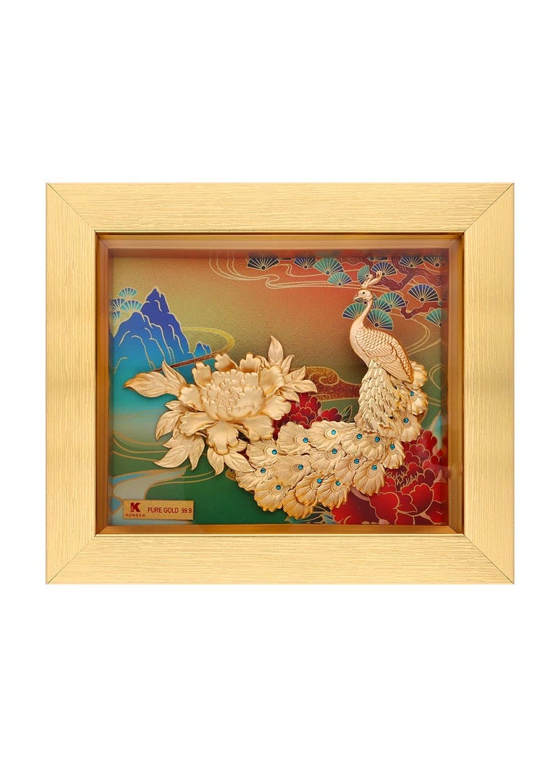 Kundan 24k Gold Foiled Handmade Crystal Peacock Peony Frame S2 16 185 Cm