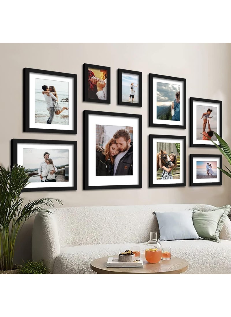 Stuthi Arts Photo Frame Set of 9 Picture Frames for Wall Hanging Black 11x141 pcs8x105 pcs6x81 pcs and 4x62 pcs Photo Collage Photo Frame Wood Wall Mount Gift For Best Friend Boy Girl Customized Wall Hanging Photo Frame Picture Frame For Gift Wooden Photo Frame Black