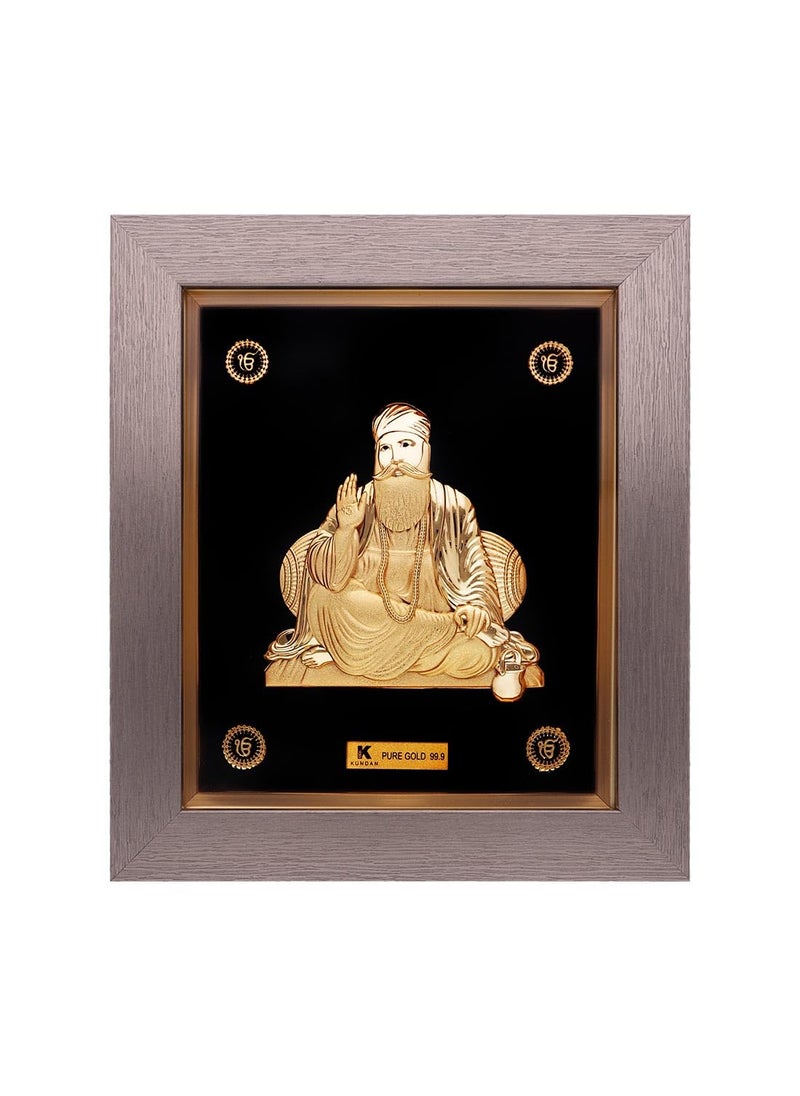 KUNDAN 24k Gold Foiled Handmade Frame Gurunanak Dev 16x185cm