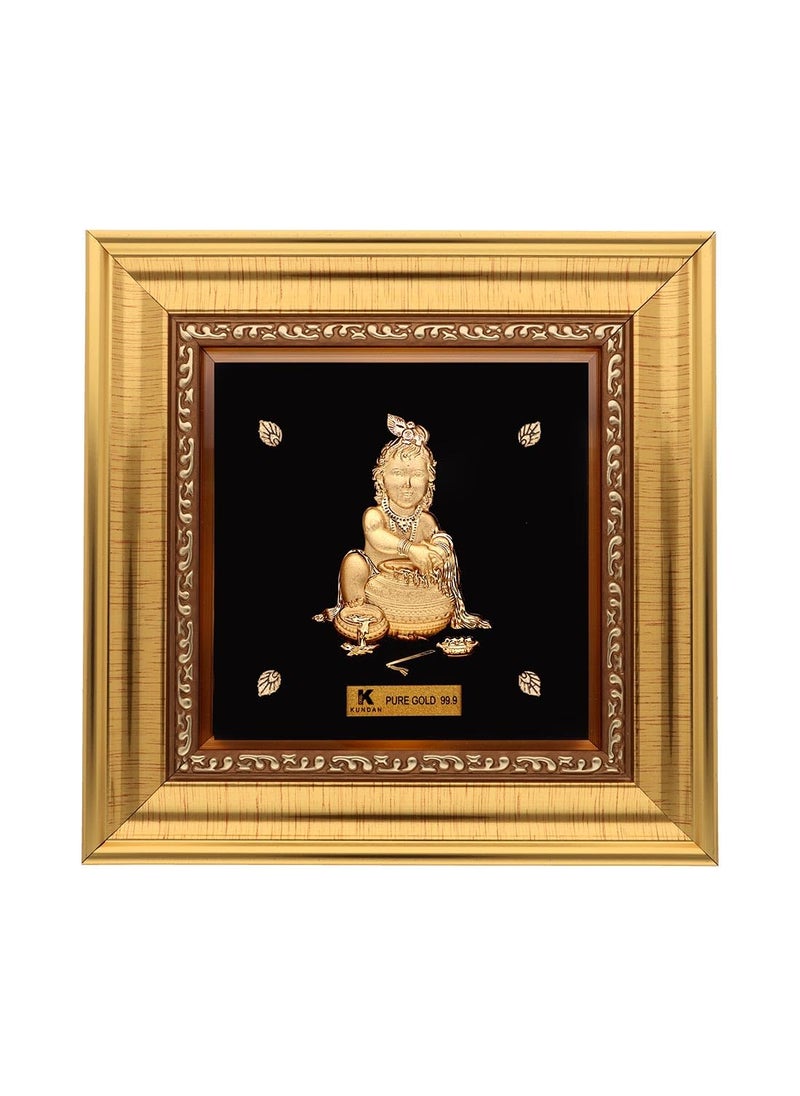 KUNDAN 24k Gold Foiled Handmade Bal Gopal Frame S1 15 15cm