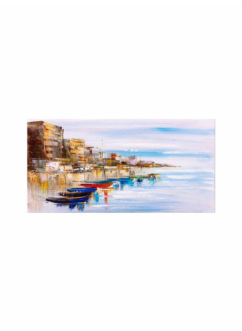 999STORE Wooden Stretched Framed Varanasi ghat canvas modern stylish room dcor home hanging Canvas 24X48 Inches Strectched Canvas FLP24480633