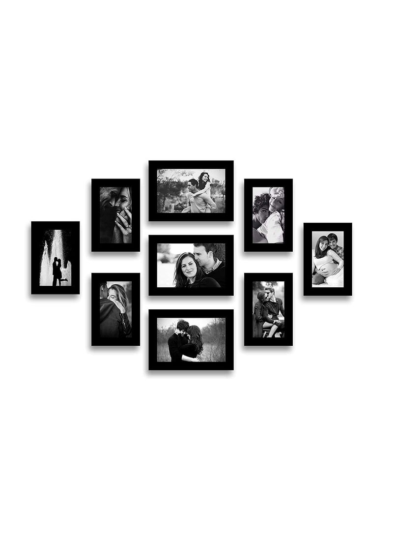 pictik MDF Photo Frame With Glass Black9 Photos Wall Mount Rectangular 5 x 7 inches 3 pieces 4 x 6 inches6 pieces ALSO INCLUDE FREE 9 IMAGES 4X6 5X7 INCH SIZE