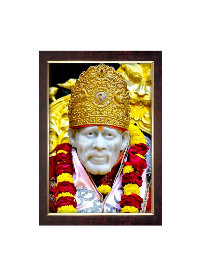 Dharvika Innovations saibaba photo frame big sizesai baba photo framesaibaba paintings for wallsaibaba portrait Without Glass 1420 Inch Design 12 Brown Frame