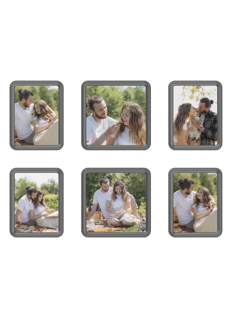 Stash Customizable Photo Frames Set of 6 46x8 28x8 No NailsNo Drill Grey Color Modular Frames for Living Room Bedroom Home Decor Wall Art Gifts Easy to Change Photos