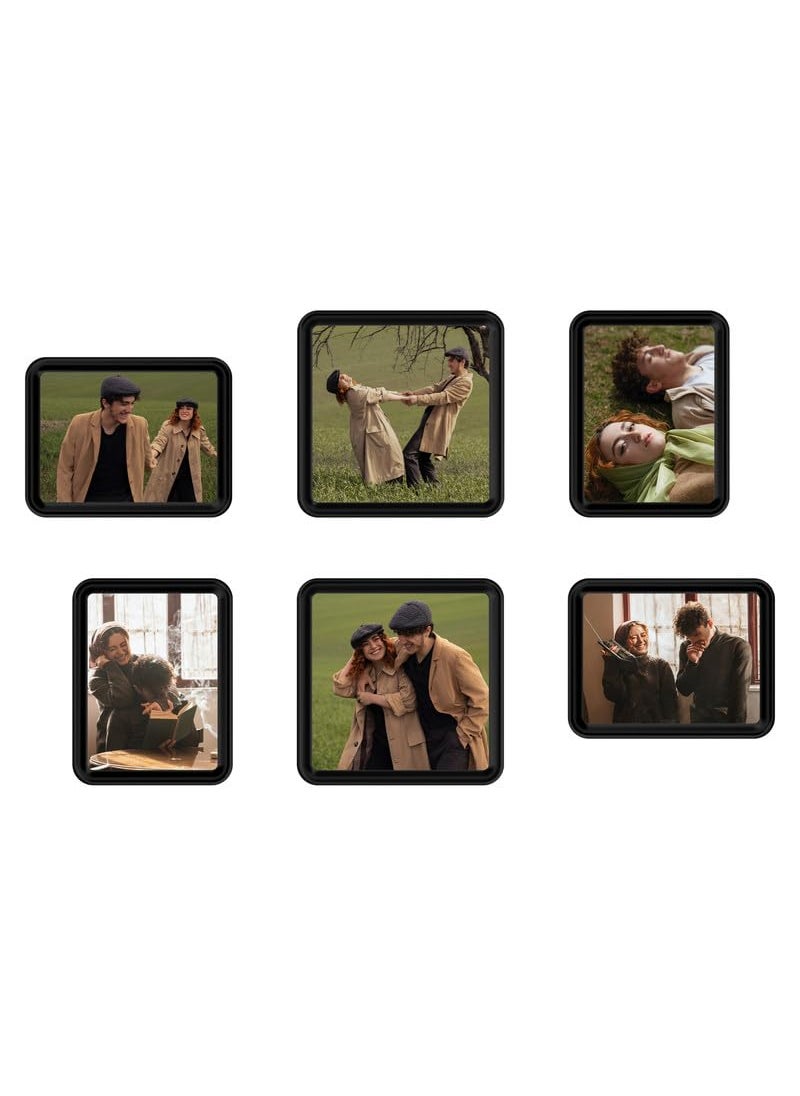 Stash Customizable Photo Frames Set of 6 28x6 26x8 28x8 No NailsNo Drill Black Color Modular Frames for Living Room Bedroom Home Decor Wall Art Gifts Easy to Change Photos