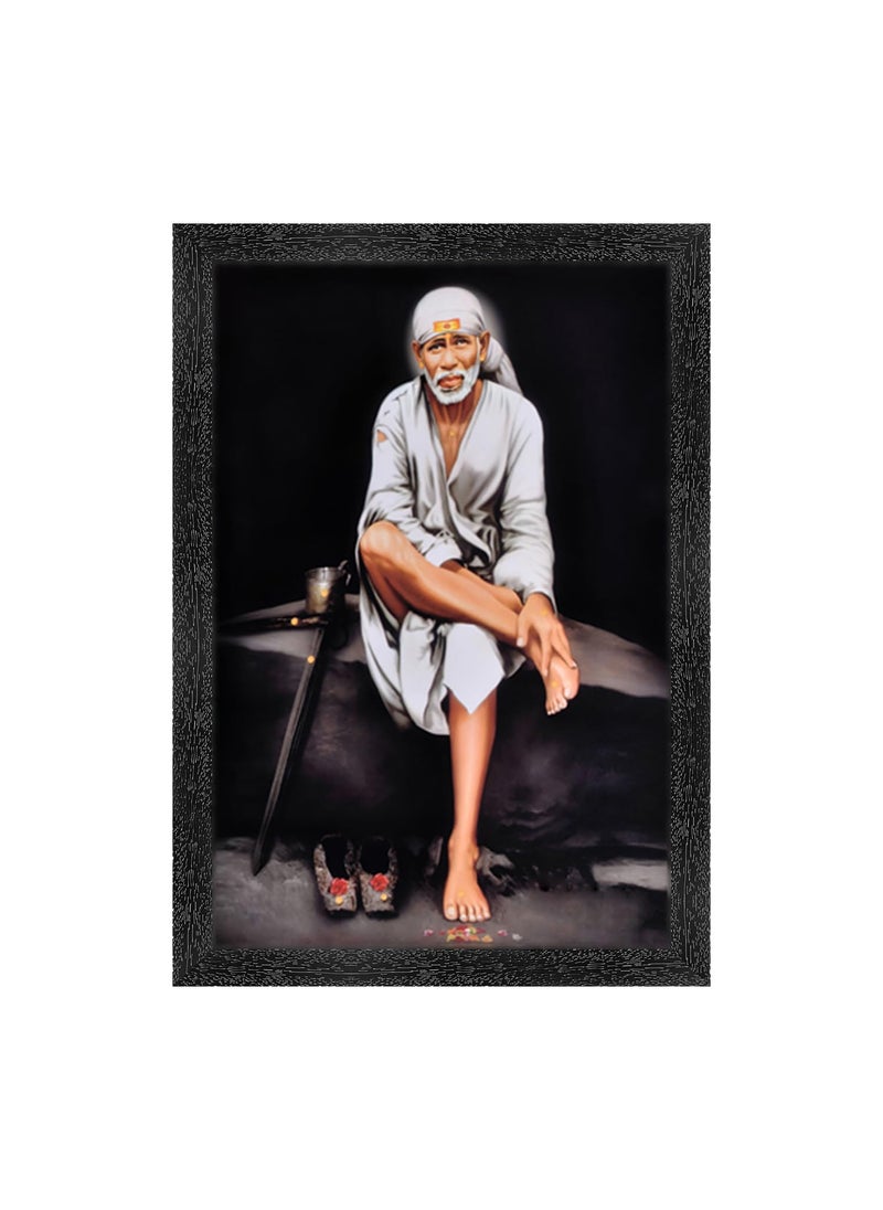 Dharvika Innovations saibaba photo frame big sizesai baba photo framesaibaba paintings for wallsaibaba portrait Without Glass 1420 Inch Design 2 Black Frame