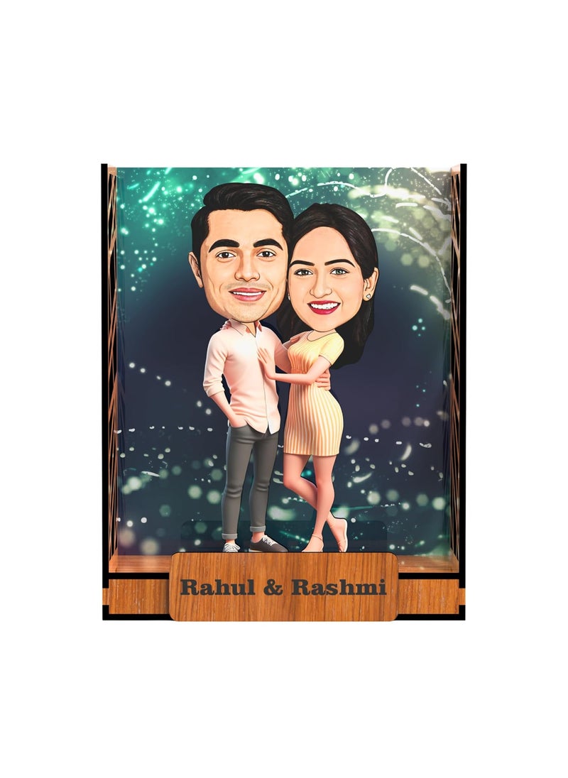 AVATAAR STUDIO Personalized Gift for Wife Husband Girlfriend Boyfriend Caricature Photo Frame Unique Design Customized Gift for Friends Family Couple 6 MULTICOLOR 10 INCHES MULTICOLOR BOX