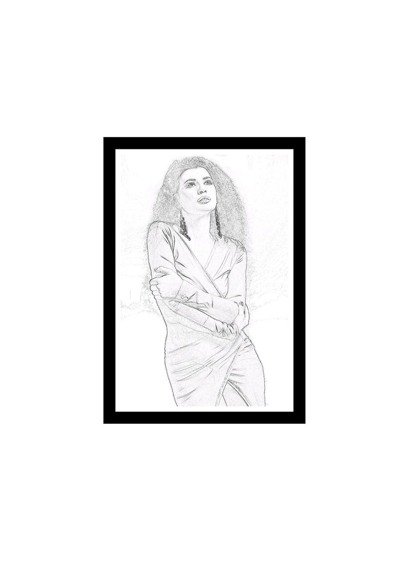Personalized World Customized Sketch Photo Frame with Photo 57 Black