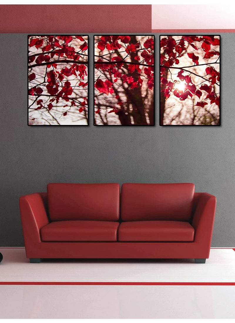 999STORE Fiber Frame paintings nature scenery home room dcor framed stylish modern Wall Frames Art hanging Set of 3 Paper Print 24X48 Inches Black BS3Frames081