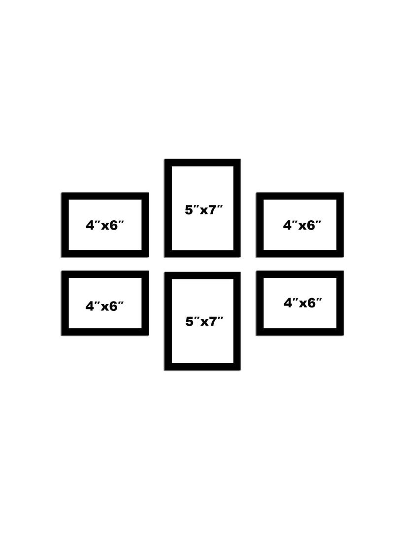 FA6 Photo Frames for Wall Decoration Individual Black Wood Photo Frame Collage Mamories 4 Pcs 4x6 Inch 2 Pcs 5x7 Inch