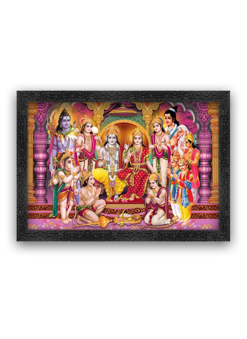 Dharvika Innovations Ram Darbar Photo Frame Black Sparkle Coated Laminations 11x14 Inch 2108