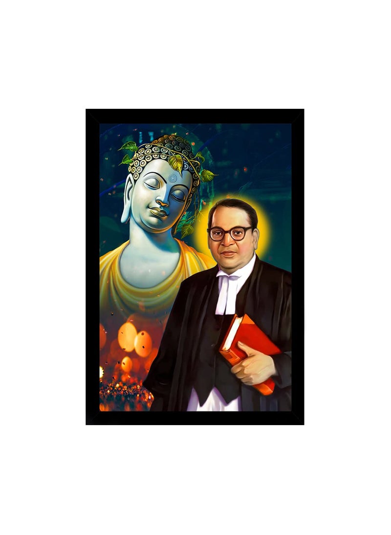 Dharvika Innovations Buddha and Ambedkar photo frames for wall Buddha Ambedka Photo Frame dr babasaheb ambedkar and gautam buddha photo frame 11 14 Inch