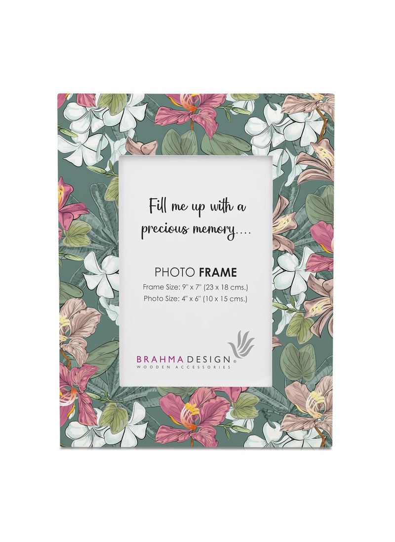 BRAHMA DESIGN Photo Frame with Gift Box Size 9 x 7 Photo 4 x 6 Vintage Jasmine Aesthetic Decorative Photo Frame for Wall Mount and Tabletop