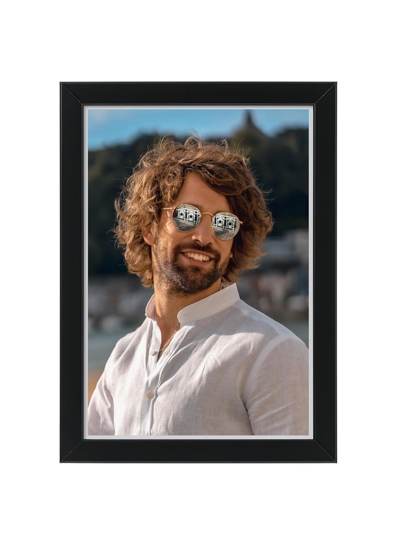 PERSONALIZED WORLD Personalized Photo Frame with Customized Image for couple birthday bedroom wall marriage wedding 13 by 95 inches Black acrylic glass double wall hooks