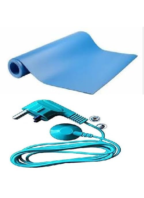 Sky ESD Mat Pad Earthing Sheet With 3 pin Grounding Plug 15 meter Wire length for Grounding Human body volatge Removing Electrostatic charge from human Body size 2x4 ft