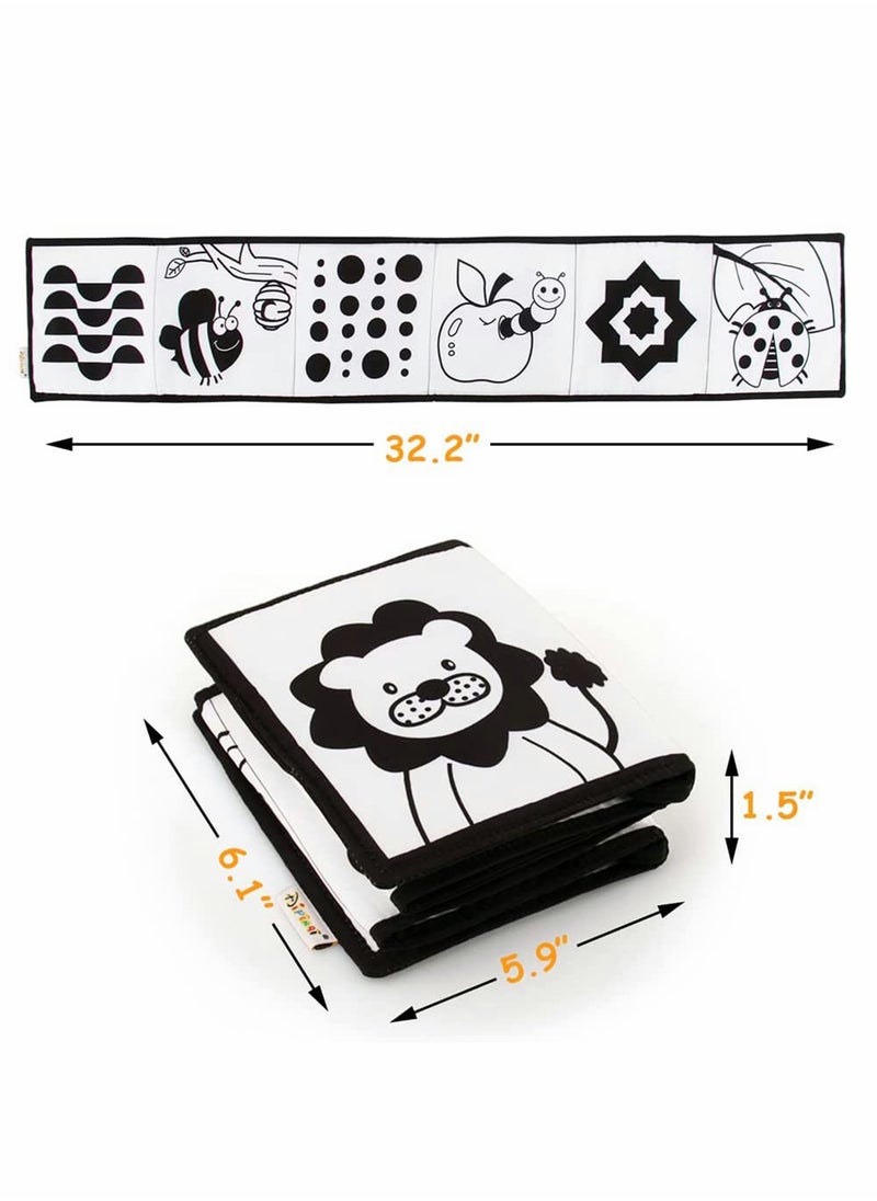High Contrast Black and White Cloth Books for Infants, Early Education Tummy Time Mat, Durable and Safe 3D Design for Babies 0-3 Years