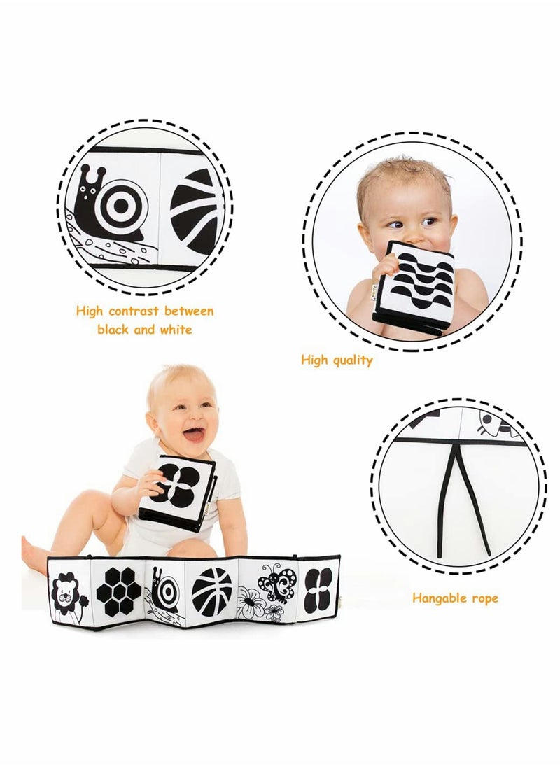 High Contrast Black and White Cloth Books for Infants, Early Education Tummy Time Mat, Durable and Safe 3D Design for Babies 0-3 Years