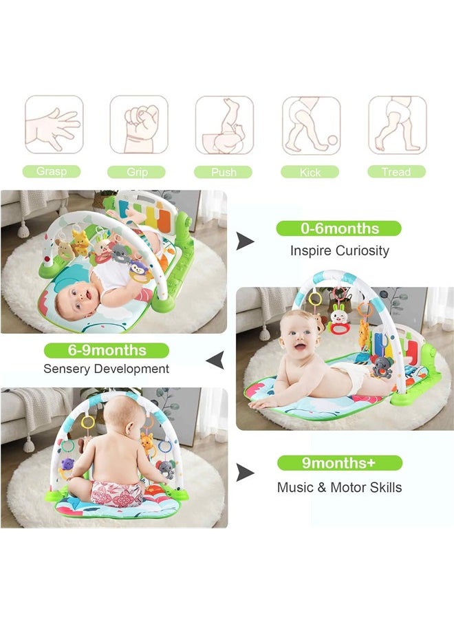 Play Mats for Baby Gyms, Kick and Play Piano Gym Mats, Detachable Tummy Time Mat with Music And Lights, Musical Electronic Learning Toys