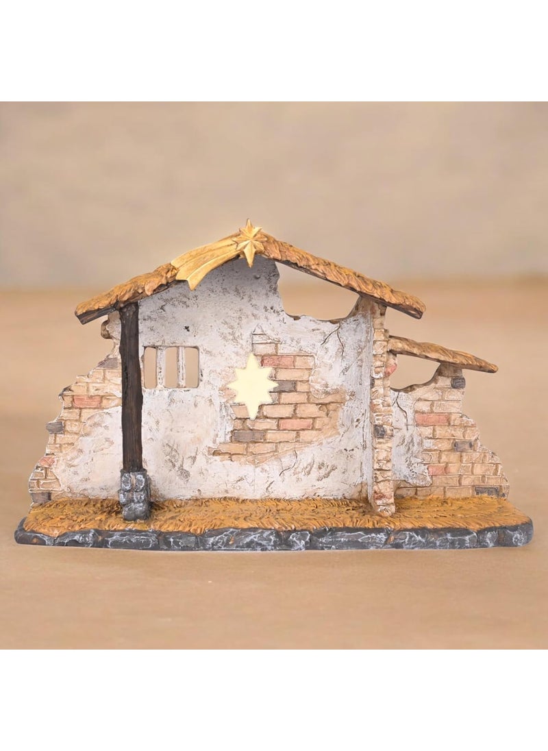Divine Creation Christmas Crib House Nativity Scene Resin Holy Crib Christmas Decorations Christmas Gift Xmas Crib 24 CM
