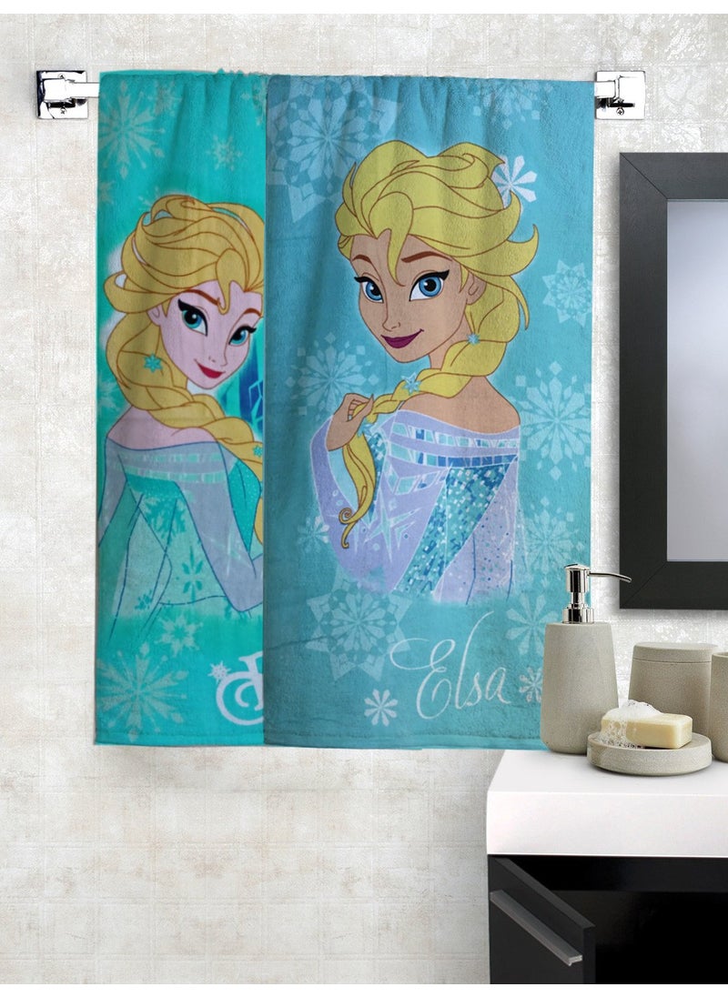 Athom Living Disney Frozen Elsa Premium 100 Cotton Kids Bath Towel 350 GSM 60x120 cm Pack of 2