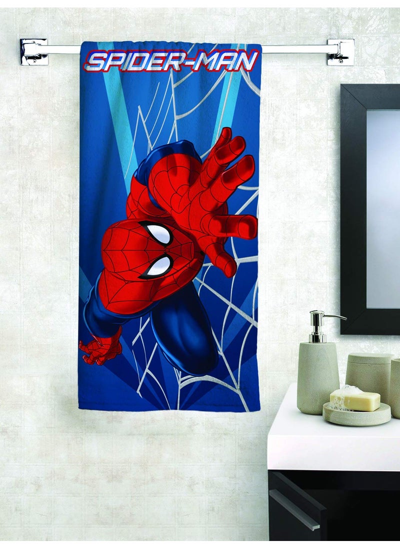 Athom Living Marvel SpiderMan 350 GSM Cotton Bath Towel for Kids Adults Soft Absorbent QuickDrying Blue Color Superhero Themed Towel