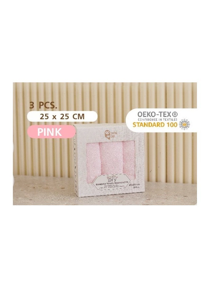 Snow Owl Gentle Dry Bamboo Washcloth 25x25cm - Pink