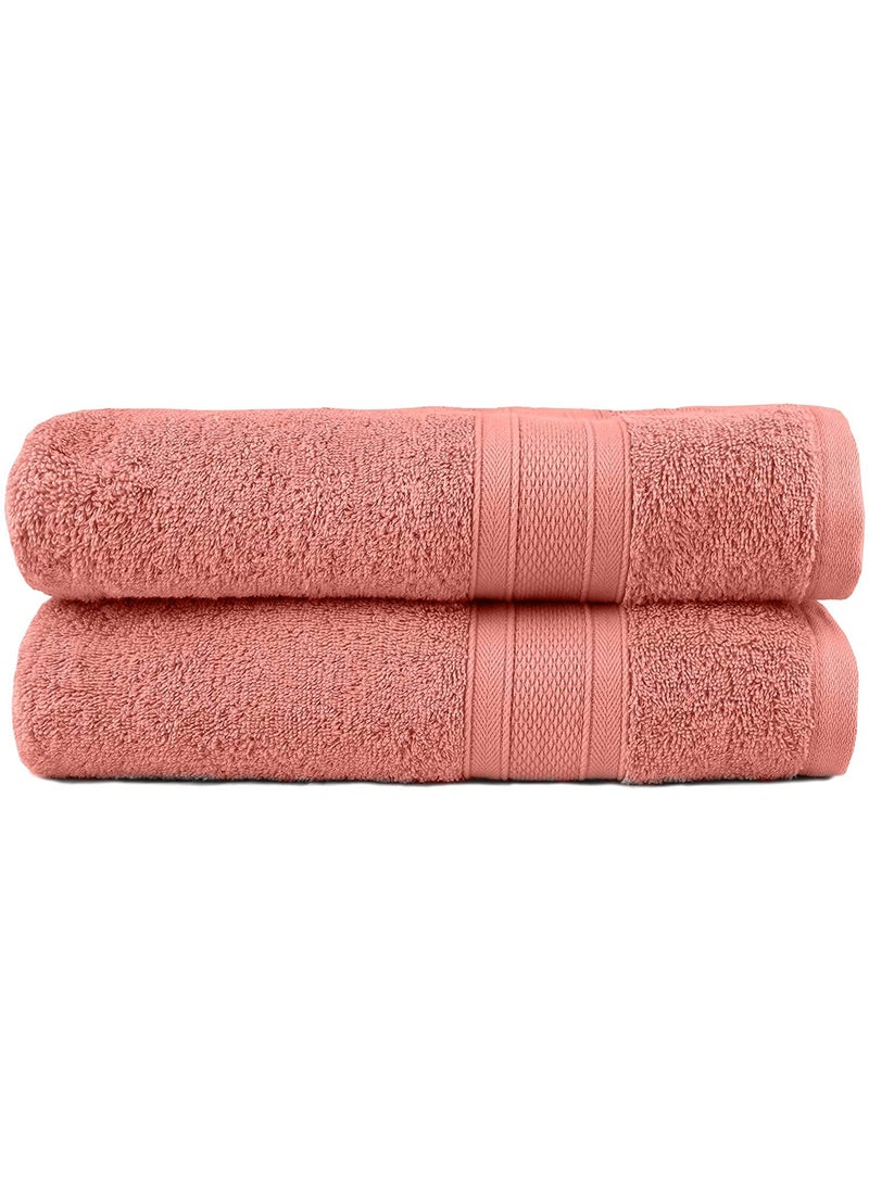 TIQH 800 GSM 100 Egyptian Cotton Heavy Weight Absorbent Top Luxury Bath Towels 2Piece Coral Haze