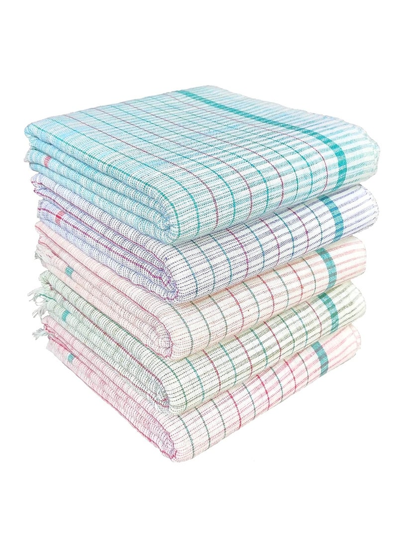 Mk weaves Gamcha 100 Cotton Bath Towels Pack of 5 Multicolour 29 x 64 InchXLarge