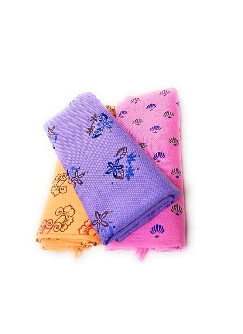bath towels Khadi Cotton Floral Printed Bath Towel Pack of 3 60x 30 inches150 x 75 cm Large Size Suitable for All Men and Women_SAAA26