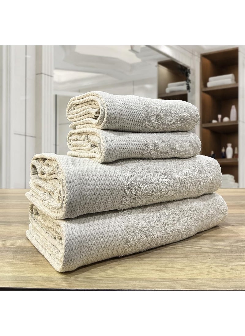 LABHAM 4Pc Towel Set Pure Cotton 450 GSM Super Soft Anti Bacterial Light Weight 2Pc Bath Towels 75cm x 150cm 2Pc Hand Towels 40cm x 60cm