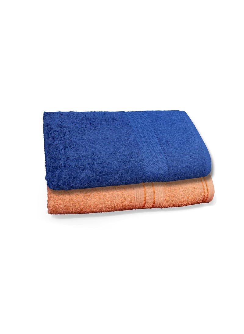Dreamscape 100 Cotton 520 GSM Bath Towel Set of 2 Size 70 x 145 cm Blue Light Orange