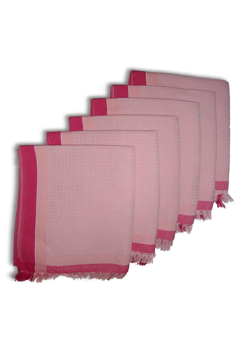 Athom Living Light Weight Cotton Premium Waffle Border Bath Towel 75x150 cm Pack of 6 Multi20