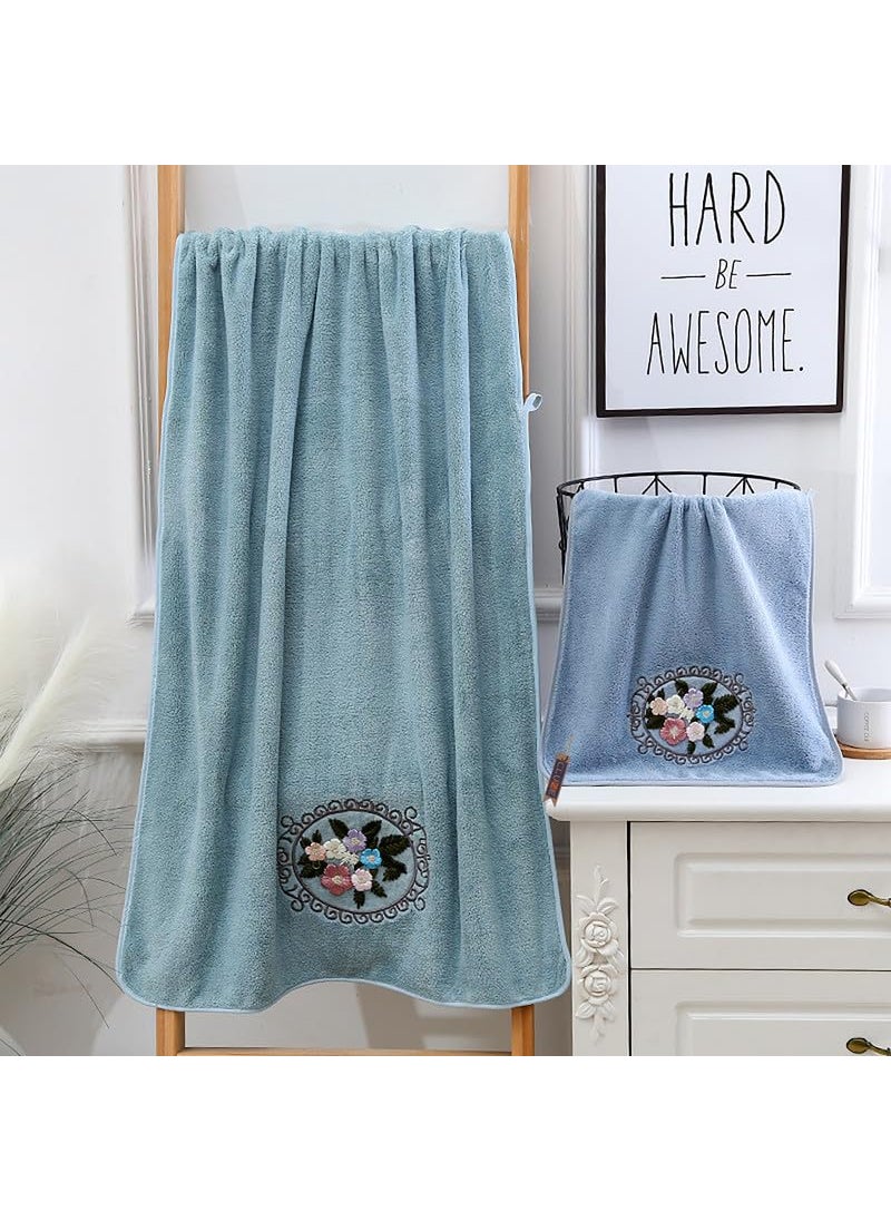 CLUZE Microfiber Super Soft Coral Velvet Women Bath Towel Breathable Anti Bacterial 500 GSM Set of 1 70X140 CM Sky