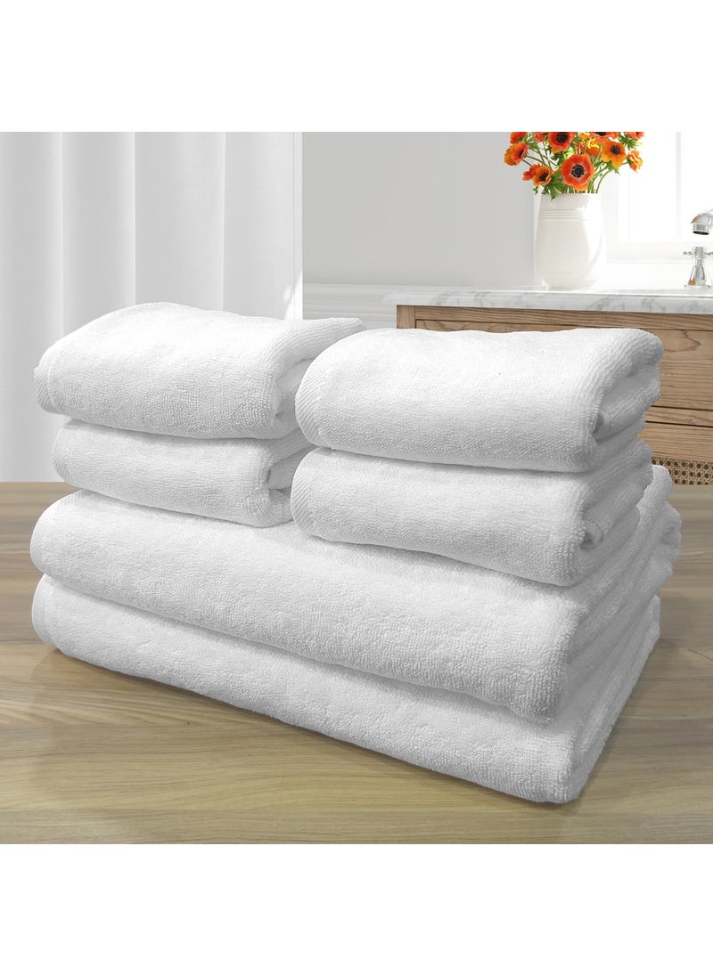 LABHAM Hotel Premium 700GSM Pure Cotton Super Soft Anti Microbial Bath Towel 75cm x 150cm Hand Towel 40cm x 60cm Pack of 6 White