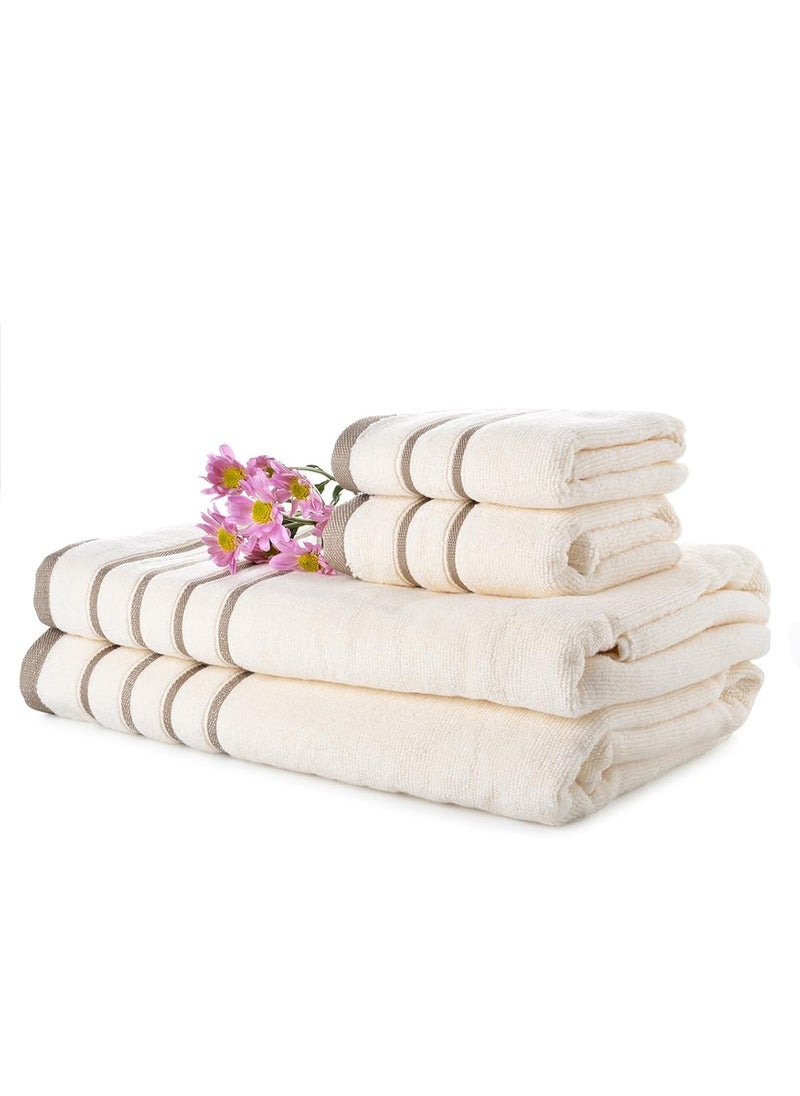 MarkHome 100 Cotton 500 GSM Simply Soft Zero Twist Towel Set of 04 Pcs Ivory SSTSIVORY