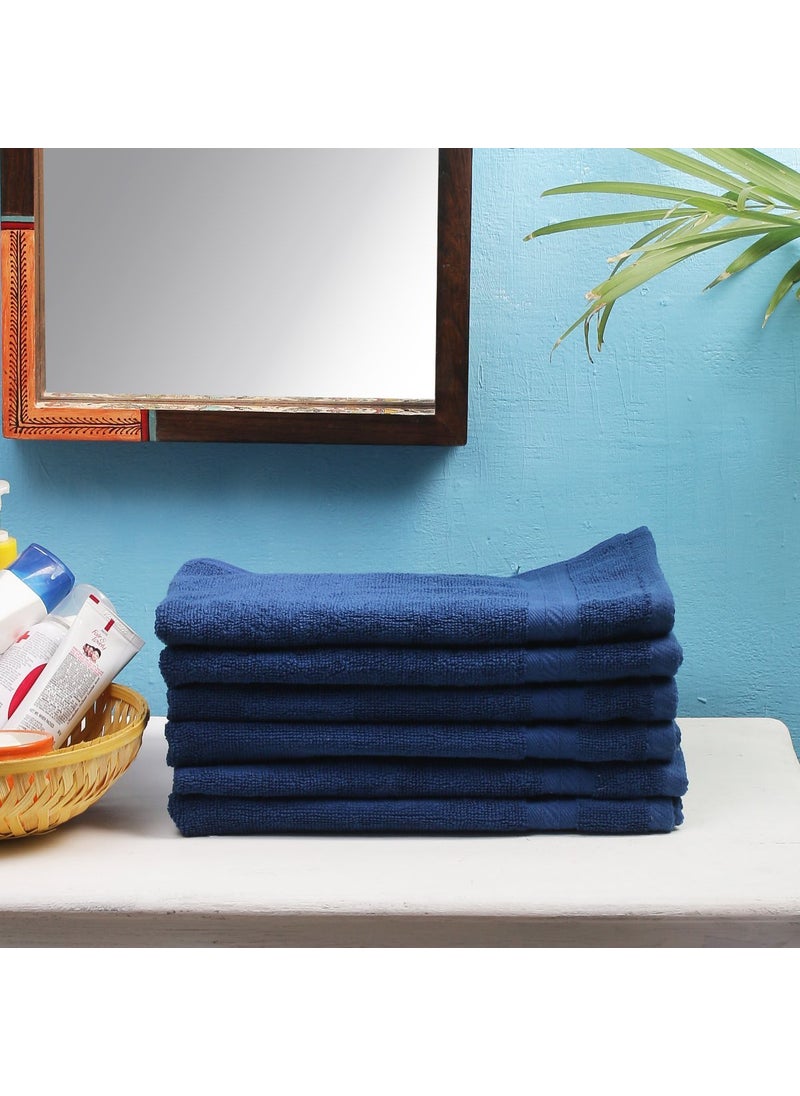 F2L Towels for Gym Ring Spun Cotton Towels Set Set of 6pc for Kitchen Bathroom or Spa 16 X 24 Inch Blue