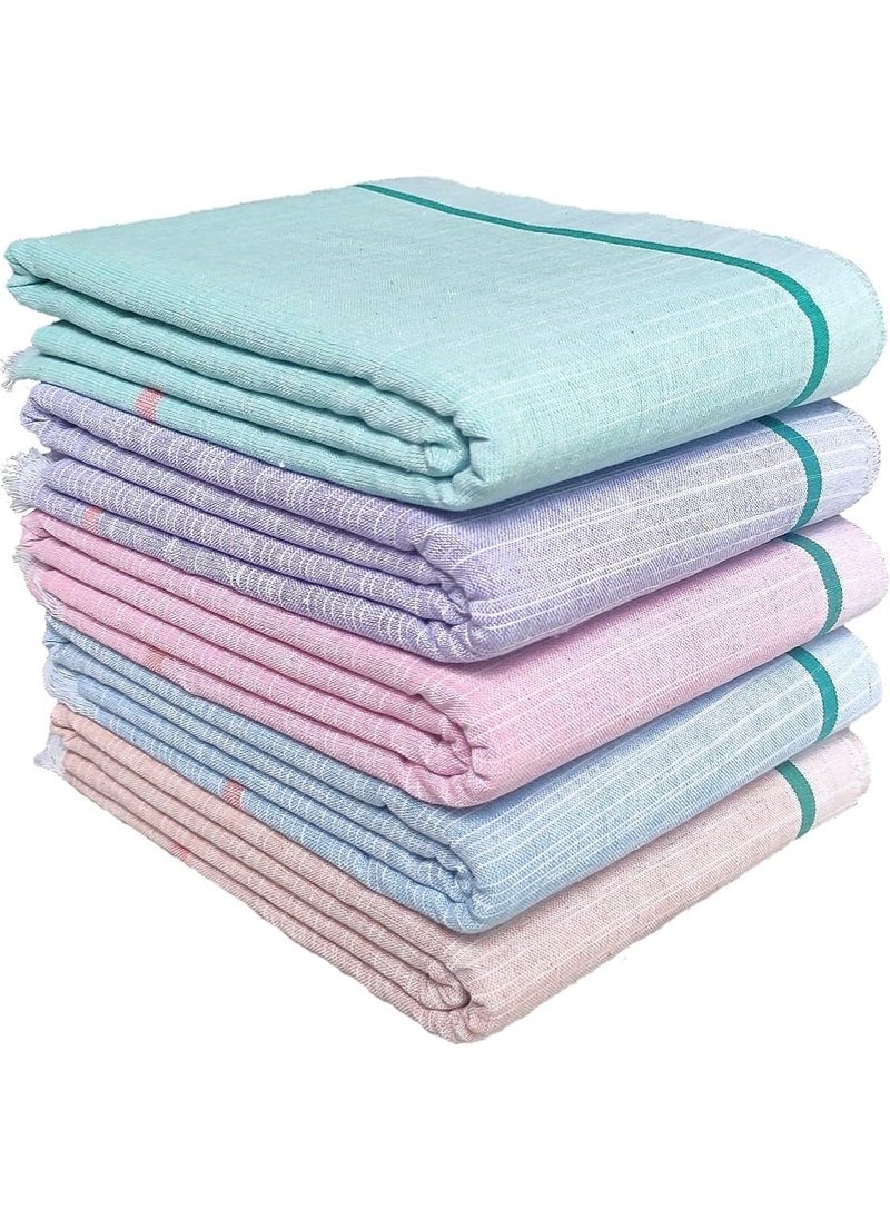 Mk weaves Cotton Gamcha Bath Towels 250 GSM MulticolorPack of 5 31 X 65 Inch