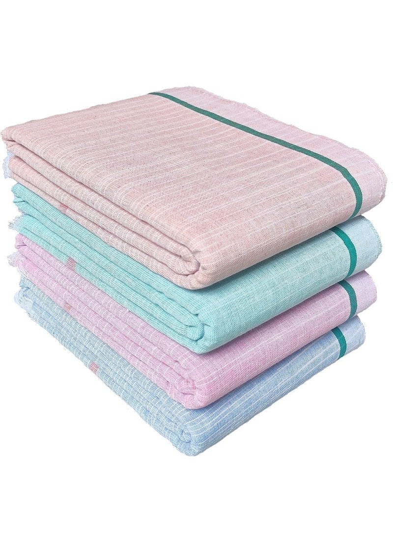 Mk weaves Cotton Gamcha Bath Towels 250 GSM MulticolorSet of 4 31 X 65 Inch