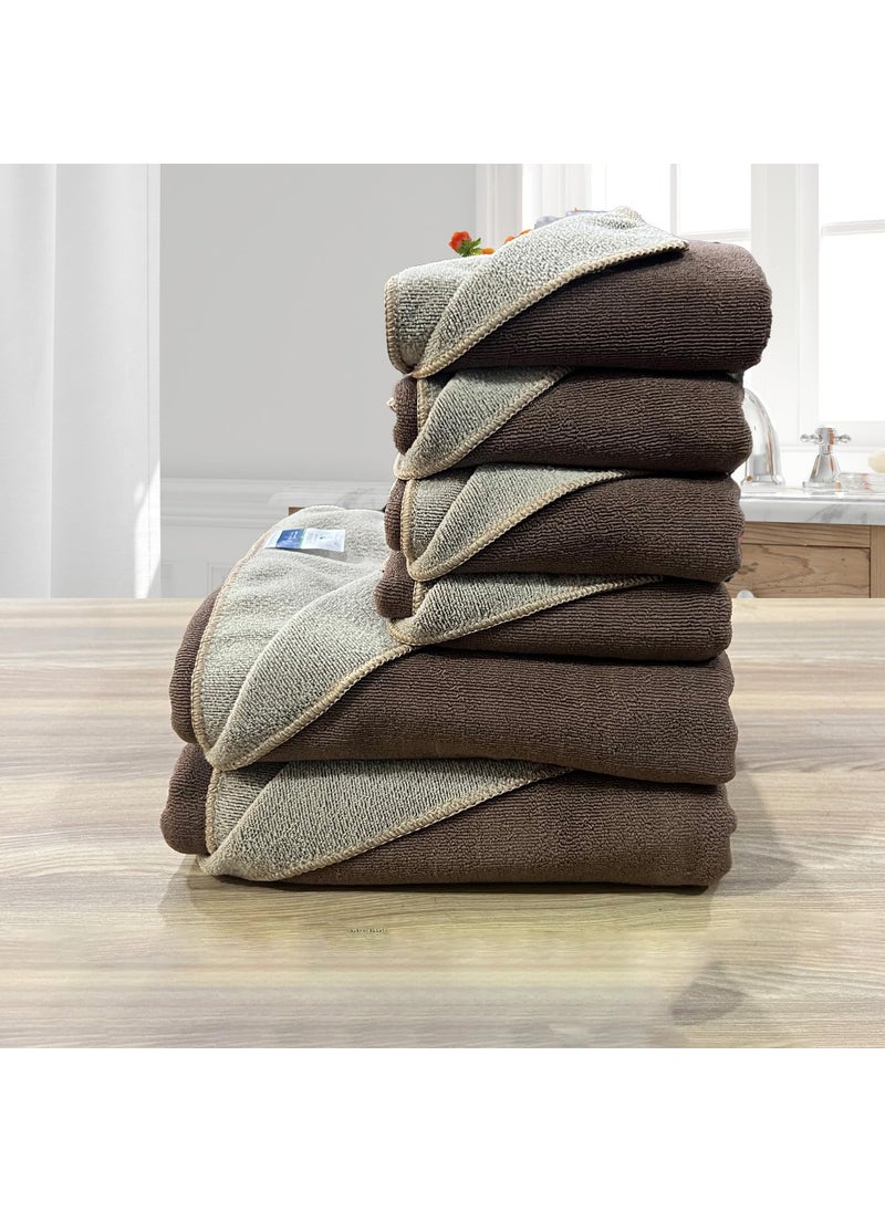 LABHAM Euphoria 450GSM Reversible Super Soft Anti Microbial Bath Towel 75cm x 150cm Hand Towel 40cm x 60cm Pack of 6 Brown