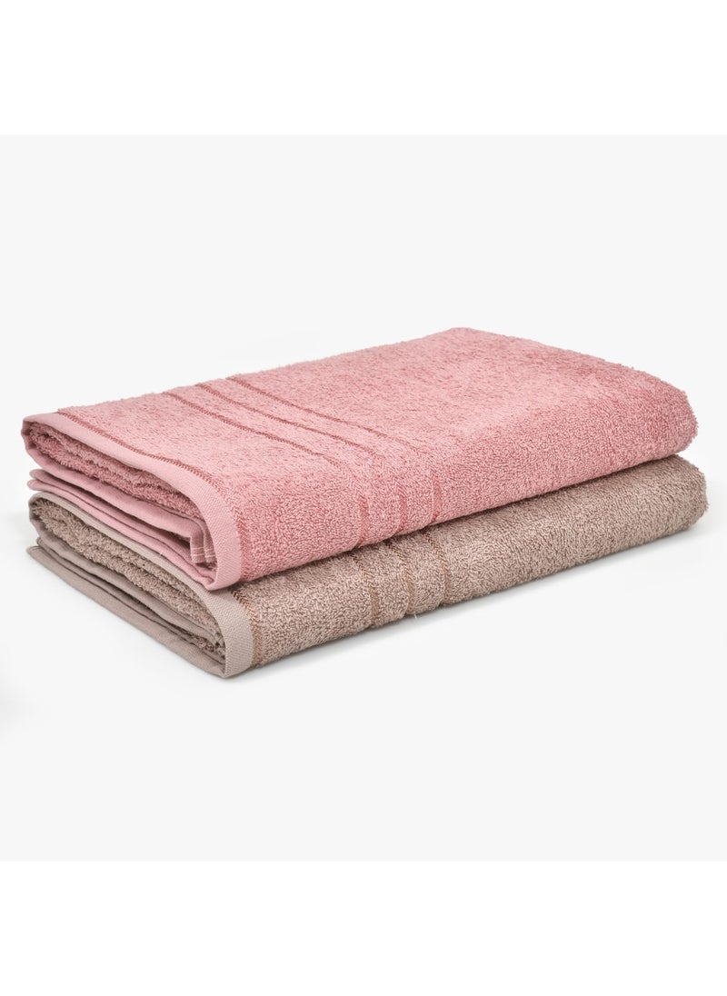 haus kinder 100 Cotton Bath Towel Set of 2 with Low Twist 340 GSM Ultra Absorbent Quick Dry Super Soft Large Size Towels for Men and Women 140 X 70 cm Roe Buck Dusty Rose