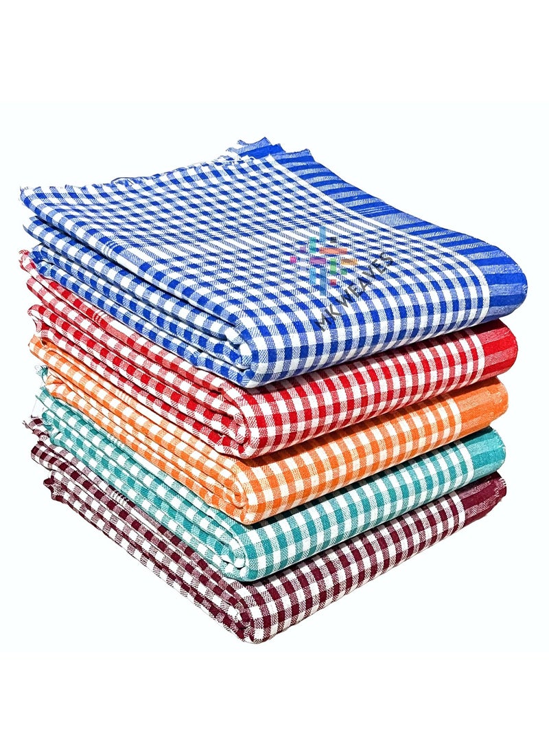 Mk weaves 100 Cotton 250 GSM Bath Towels Gamcha Pack of 5 30X60 Inches XL