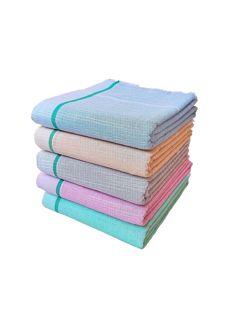 Mk weaves 100 Cotton Gamcha Bath Towel31x66 Multicolored Pack of 5 pcsXXLarge